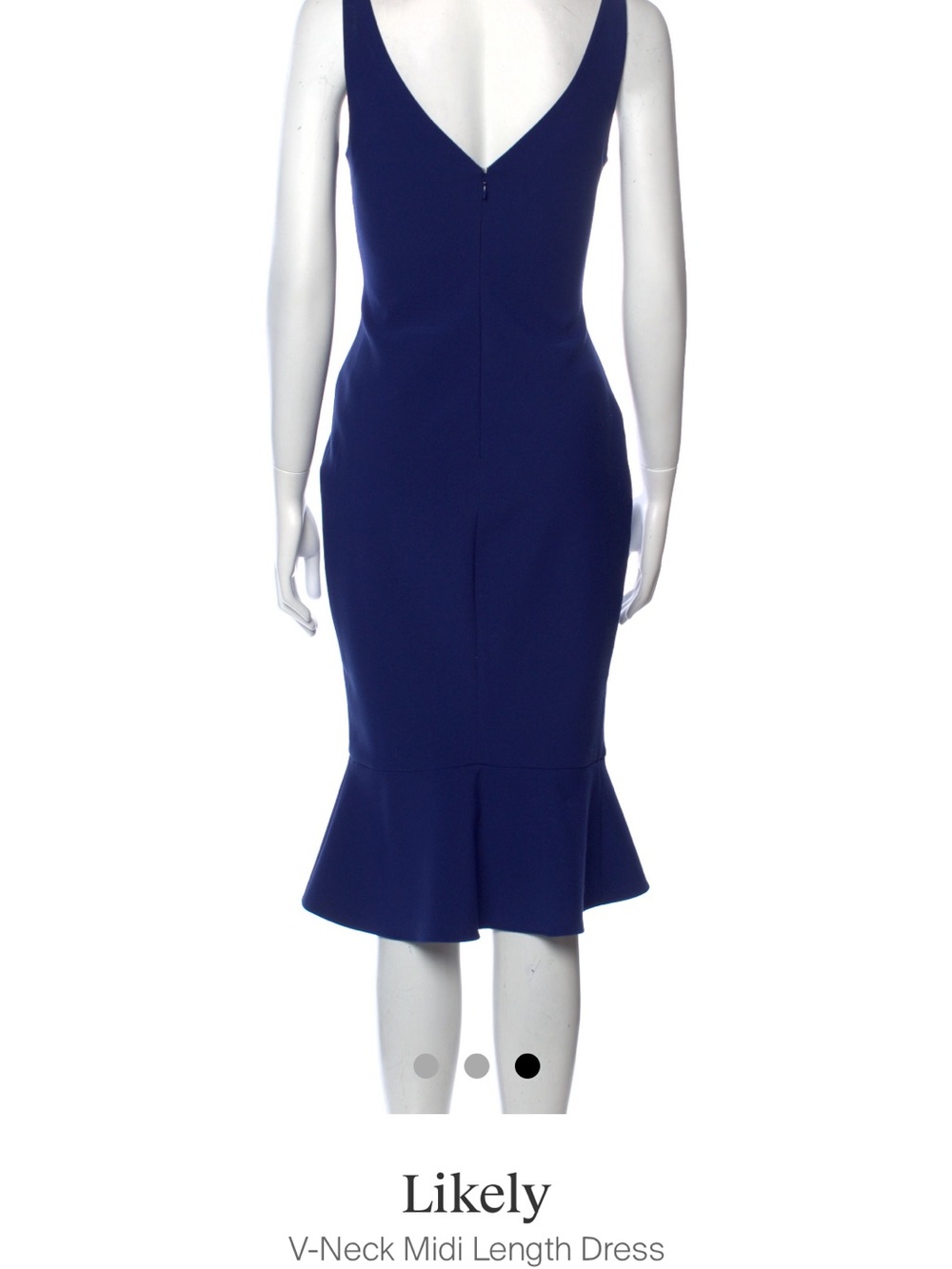 Likely Royal Blue V-Neck Ruffle-Hem Midi Dress - Picture 2 of 3